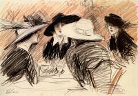 Paul Cesar Helleu - Ladies At The Ritz New York